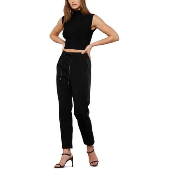 BCBGMaxAzria Faux Leather Trim Jogger Pants in Black, Sz XS - Picture 3 of 8